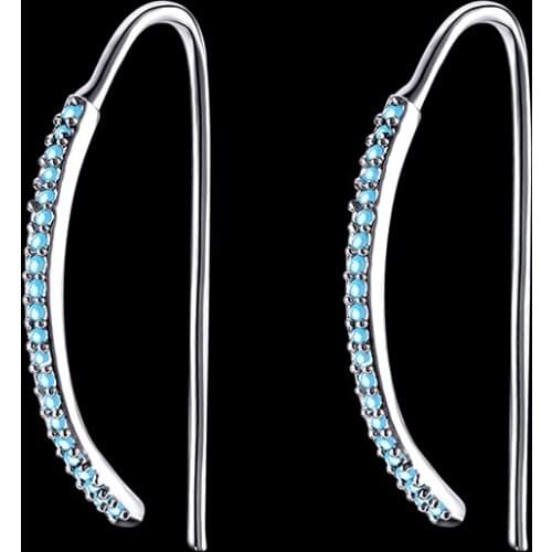 Simple White Gold Color Line Shape Studded Kallaite Stone Open Hoop Earrings for Women Oorbellen Boucle D'oreille LKH013