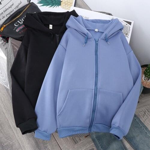 Plus Size Hoodies Women Harajuku Streetwear Kawaii Oversized Zip Up Sweatshirt Clothing Korean Style Long Sleeve Tops Hoodie