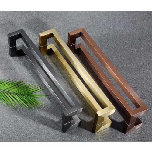 Stainless steel handle double curved square tube black rose gold framed door wooden door office door handles WF7041005
