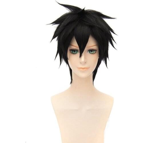 Shisui Uchiha Cosplay Wig Short Black Heat Resistant Synthetic Hair Party Costume Wigs + Wig Cap