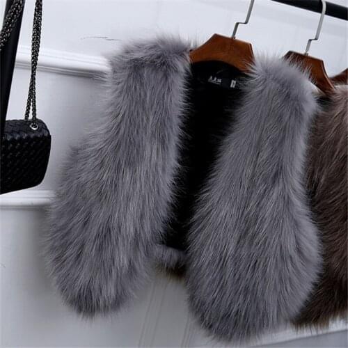 Faux Fur Coat Spring Women 2020 New Fashion Casual Coat Slim Sleeveless Faux Fox Fur Vest Winter Short Jacket Casaco Feminino