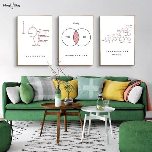 Nordic Express Love with Mathematical Equations Abstract Canvas Posters Print Creative Valentines Gift Wall Art Room Home Decor