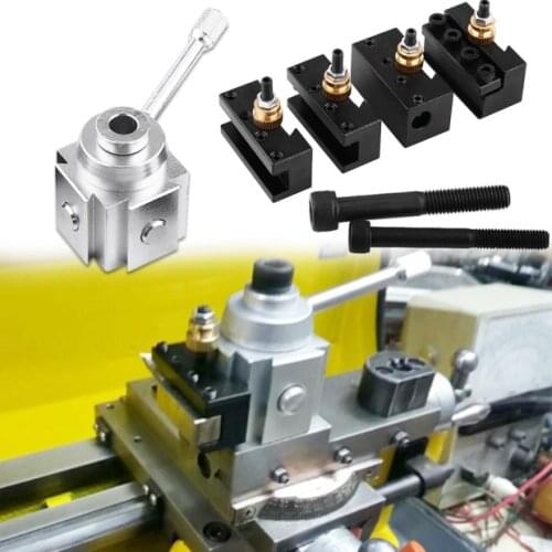 Tool Post Holder Aluminum Alloy Quick Change Tool Post Mini Lathe Tool Post and Holder Kit Lathe Accessary
