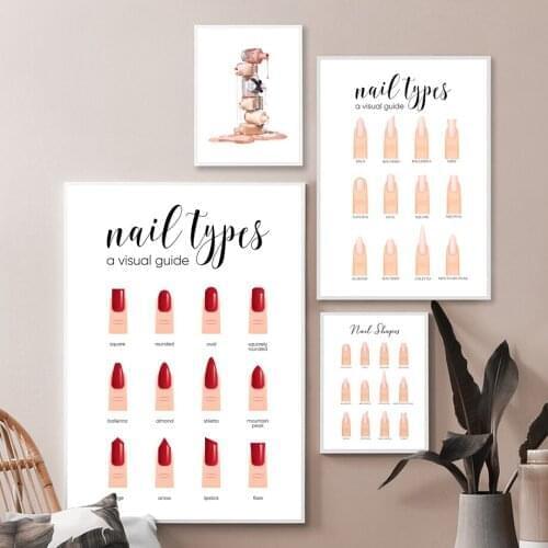Polish Nail Types Illustration Nordic Posters Prints Canvas Painting Fashion Wall Art Pictures For Bedroom Manicure Store Decor