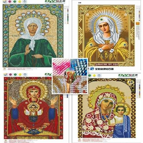 30*40CM Our Lady religion Embroidery Rhinestone Religious Crystal Round Diamond Mosaic Icon Cross stitch Crafts Home Decor Gift