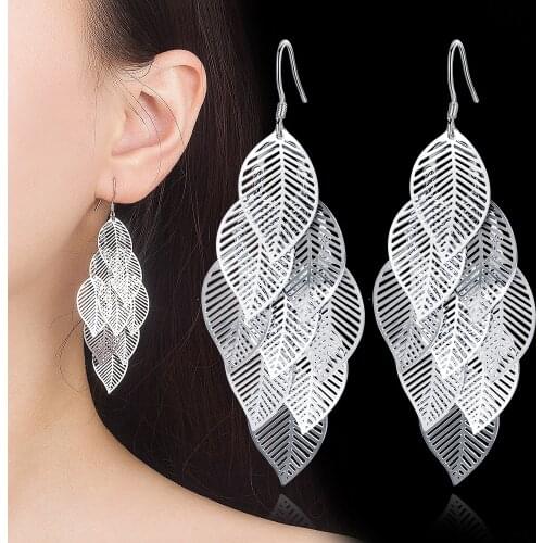 High Quality Trendy Female Earring Retro Hollow Maple Leaf Exaggerated Long Tassel Hanging For Women Fashion Party Jewelry Gift