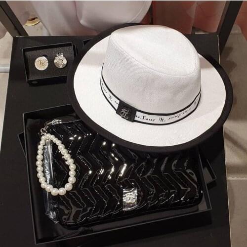 Golf Womens Natural Straw Hat Summer Spring Wide-brimmed Sun Hat Anti-UV Ribbon Fedora Sports Golf Hat