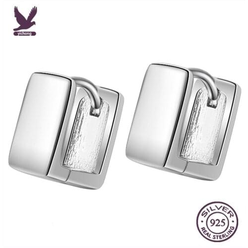 YiChong 2020 Hot 925 Sterling Silver Cute Square Hoop Earrings For Women smooth Luxury Sterling Silver small Earring Jewelry