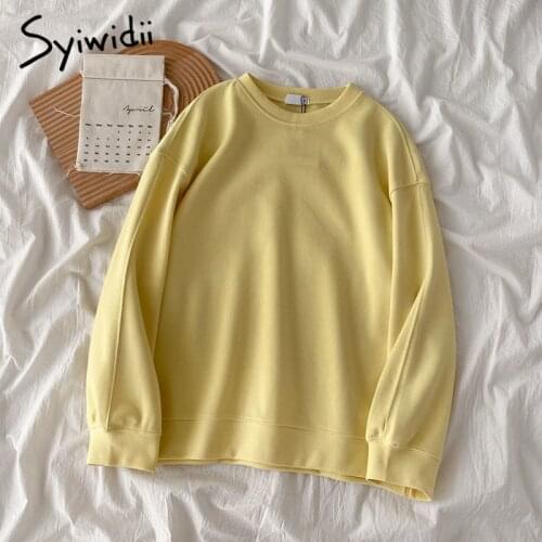 Syiwidii Crewneck Sweatshirt Women Fall 2021 New Long Sleeve Pullovers Loose Hoodie Fashion Clothes Streetwear Jumpe Female Tops