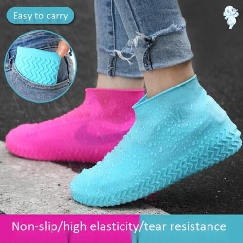 1 Pair Reusable Silicone Shoe Cover Dwaterproof Water Rain Shoes Covers Outdoor Camping Non Slip Rubber Rain Boot
