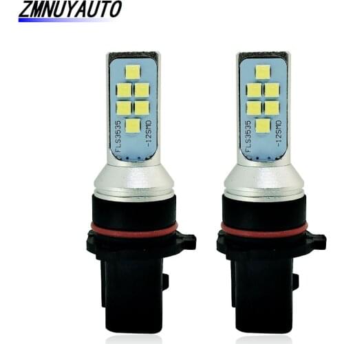 2PCS P13W 12 SMD 3535 Pure White LED Car Bulb DRL Fog Light Auto Daytime Running Lights Driving Lamp 12V 24V 6000K