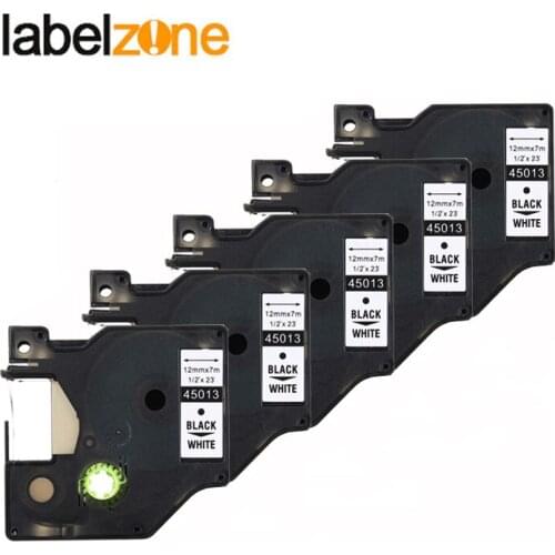5pcs 12mm 45013 Black on white compatible dymo D1 12mm label printer D1 45013 laminated label tapes for LabelManager 160 printer