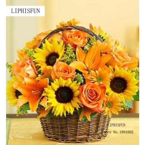 5D Diy Diamond Painting Cross Stitch Sunflower Resin Square Diamond Sets Unfinish Decorative Full Diamond Embroidery Home Decor