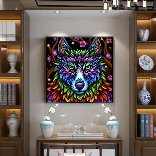 5D Special Shaped Diamond Painting Wolf Picture Rhinestone Partial Drilled Diamond Embroidery Cross Stitch Kits Home Decoration