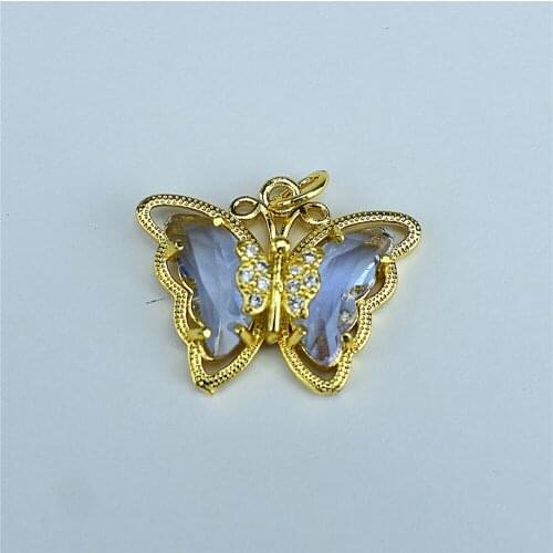 2pc/ DIY jewelry making accessories supply transparent glass butterfly pendant insect semi-finished jewelry Butterfly Charm