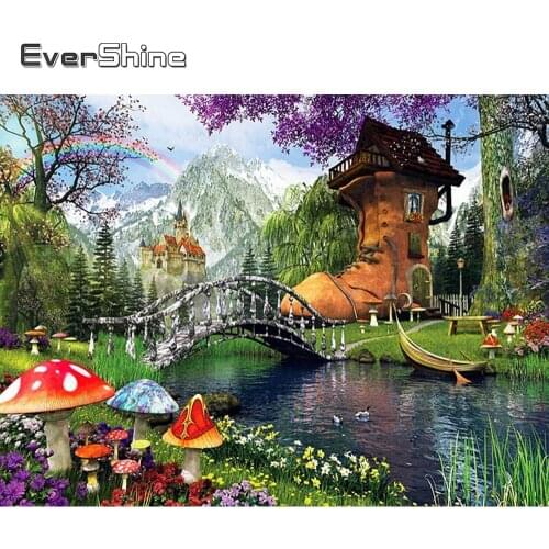 EverShine 5D Diamond Embroidery Bridge Diamond Painting Full Drill Square Landscape Picture Of Rhinestones Mosaic Wall Decor