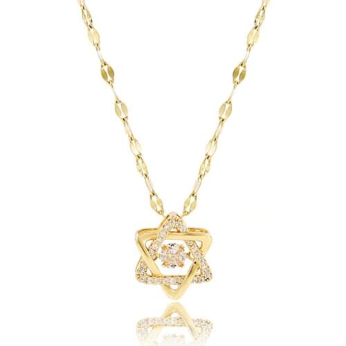 316L Stainless Steel Simple Six Awns Star Pendant Charms Chain Choker Necklace For Women Fashion Fine Jewelry SAN620