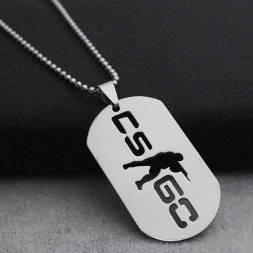 Csgo Pendant Necklace hollow stainless steel dog brand CS go Necklace mens game hip hop party Necklace Jewelry