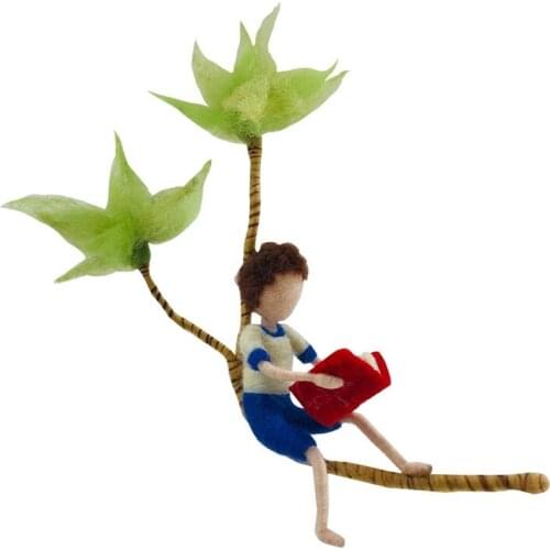 Needle Felting Kits for Beginner Reading Boy, Gift for Mom, Grandmother, Felting Mat, Felting Needles, Video Manual, Height 10cm