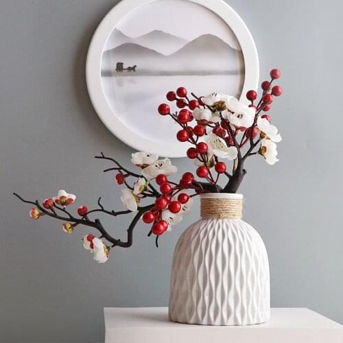 Artificial Plum Blossoms Silk Flowers for Crafting Sakura Tree Branches Home Table Living Room Wedding Garden Decoration
