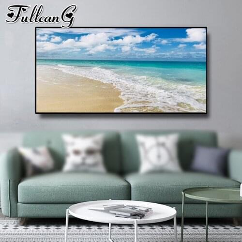 FULLCANG Calm waves natural scenery large diamond painting 5d diy full square round drill mosaic embroidery sale decor FC3037