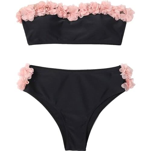 Bikini Set Womens Sexy High Breast Contrast Gradient Split Bikini Set One Piece Swimsuit Купальник Женский Раздельный