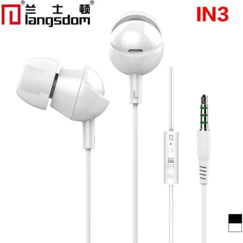 Langsdom IN3 3.5mm In Ear Stereo Bass Headsets with Microphone 100PCS/lot