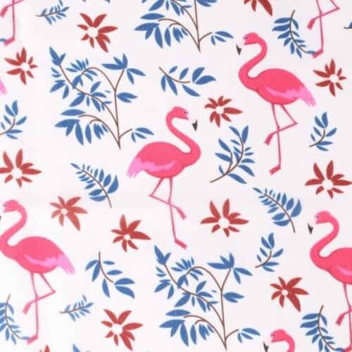 LEO&LIN Beige Vintage Clothing Red Flamingo Leaf Print Polyester Chiffon Patchwork Fabric For Sewing Design Tissus DIY 50cm