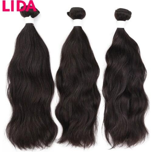 LIDA Brazilian Remy Hair Weaving 1/3/4 Bundles Deal Natural Color Human Hair Weaves Natural Wave Hair Bundles 8-26 Inches