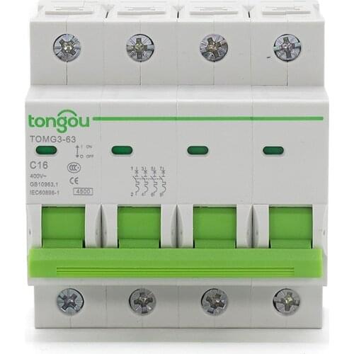 4P Miniature Circuit Breaker 4.5KA CType AC230V/400V ~ 50HZ/60HZ 6A/10A /16A/20A/25A/32A/40A/50A/A63A MCB