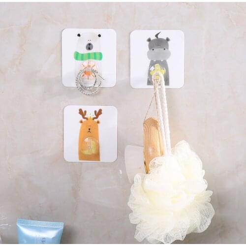 Nordic Geometry Multifunctional Storage Hook Bathroon Kitchen Wall Mounted Sticker Hanging Hook Stainless Steel Transparent