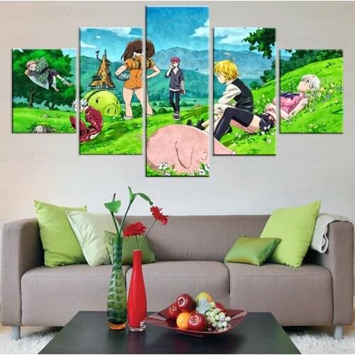 Home Decor Modular Canvas Picture 5 Piece The Seven Deadly Sins Animation Painting Poster Wall For Home Poster Canvas