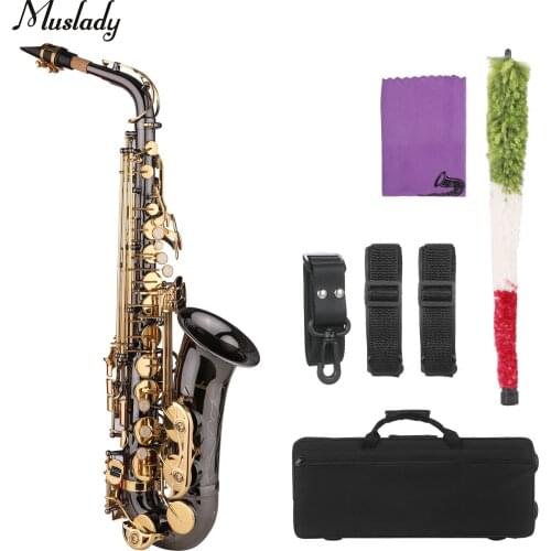 Muslady Eb Alto Saxophone Brass Lacquer Gold E-flat Sax Nickel-Plated Brass Music Instruments with high quality Case Accessories