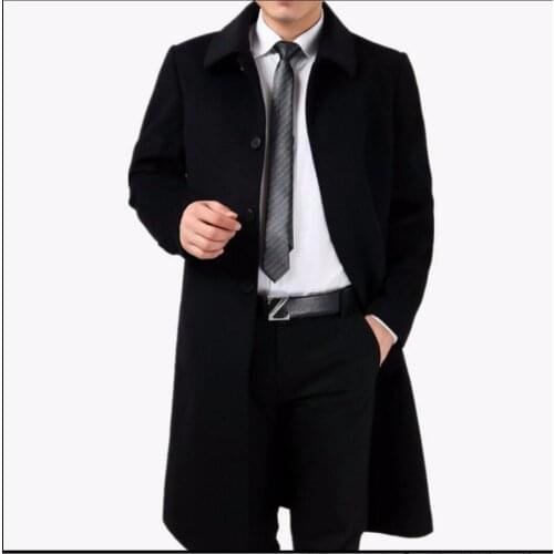 M-4xl Autumn And Winter New Mens Overcoat Cashmere Overcoat Thickening Wool Long Coat Outerwear Warm Trench Plus Size Clothing