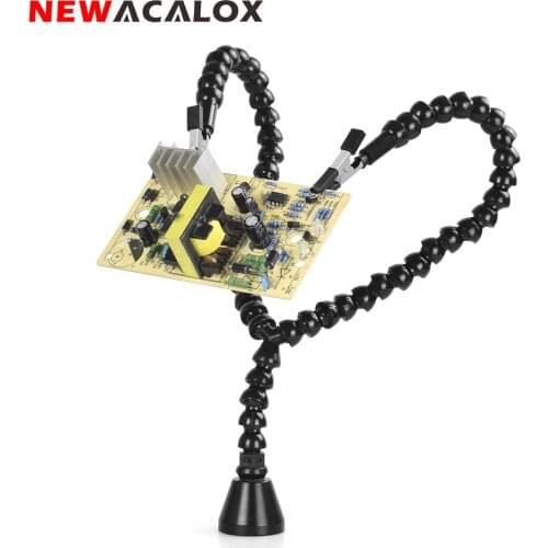 NEWACALOX Magnetic Base Soldering IronThird Helping Hand Tool PCB Holder Solder Stand Station Flexible Arm for Repairing Welding