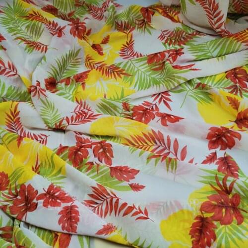 New Chiffon Flower Printed Holiday Dress chiffon fabric shirt skirt and trousers fabric