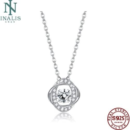 INALIS 925 Sterling Silver Pendant Necklaces For Women Square Cubic Zirconia Pendant Necklaces Party Romantic Jewelry Hot Sale