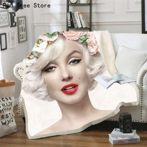 Marilyn Monroe Sherpa Blanket 3d Celebrity Bedspread Velvet Home Camping Aircraft Cover Plush Soft Comfortable Portable Carpet