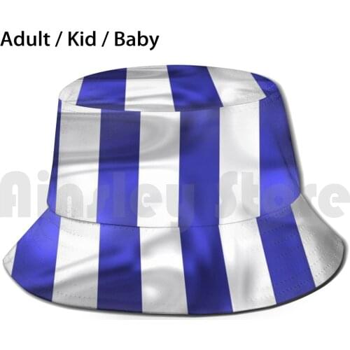 Stripes Withe And Blue Sun Hat Foldable UV Protection Westbromwich Real Sociedad Stripes Blue And White Fashion