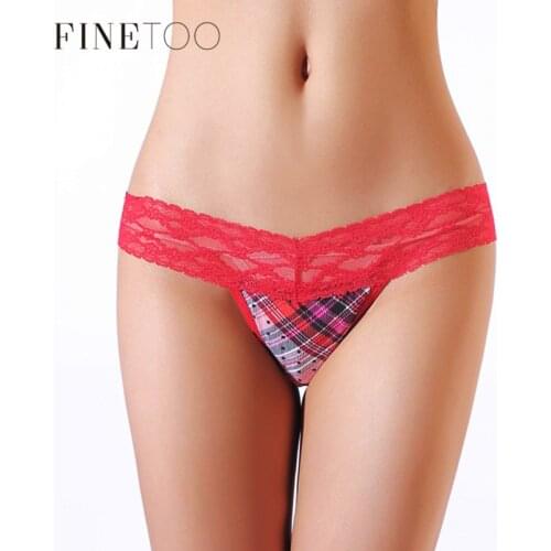 FINETOO Christmas G-string Panties Women Cotton Thongs Fashion T-back Underwear Female Lace G-strings Ladies Biniki Panty New