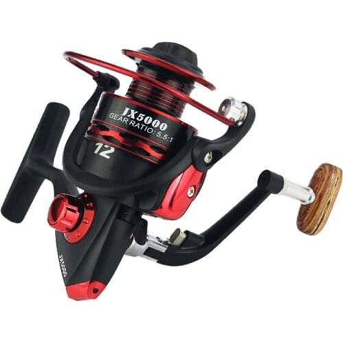 Fishing Reel 12bb Metal Head Spinning Fishing Reel Imitation Wood Grip Carp Spool