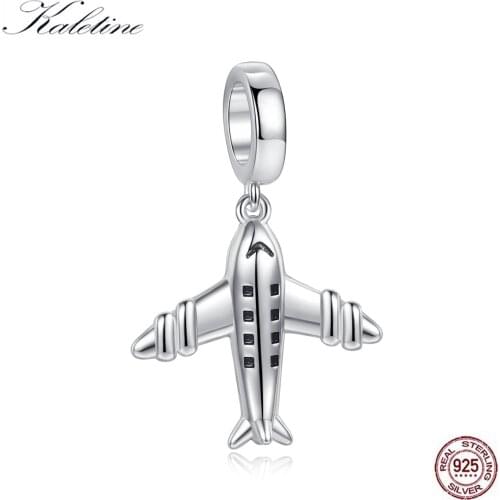 KALETINE 2019 Trendy Airplane 925 Sterling Silver Charms for Jewelry Making Fit Bracelet Baby Charms Wholesale Lots Bulk
