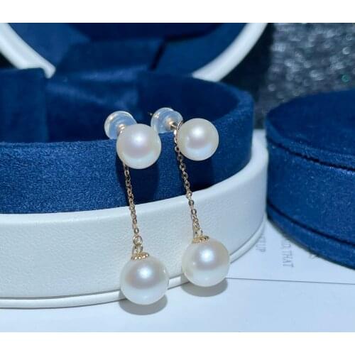 Shilovem 18k yellow Natural freshwater pearls Drop Earrings fine Jewelry women trendy anniversary Christmas myme7-85521zz
