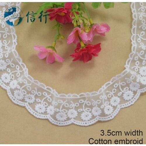 3.5cm width white lace cotton embroidery lace french lace ribbon fabric guipure diy trims warp knitting sewing Accessories#4155