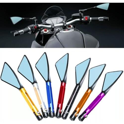 Universal Motorcycle Mirrors Blue glass Anti-vertigo moto Accessories CNC Rearview Side Mirrors Mounting Tool Bolts 8mm 10mm