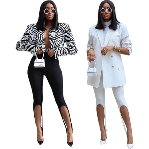 New 2021 Summer Women Knit Solid High Slit Legging Pants Streetwear Party High Waist White Trousers