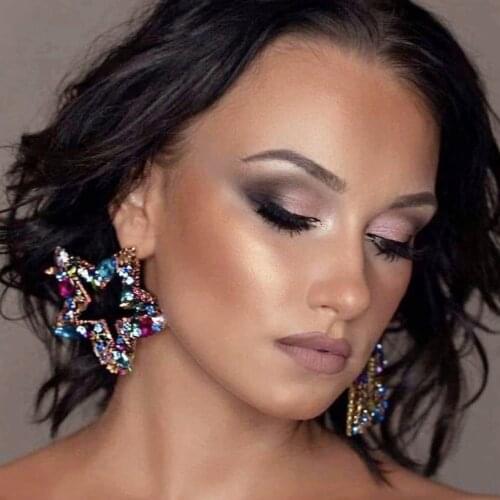 New Arrival Spring Colors Rhinestone Star Dangle Earrings For Women Fashion Jewelry Maxi Trendy Statement Earrings Accessories