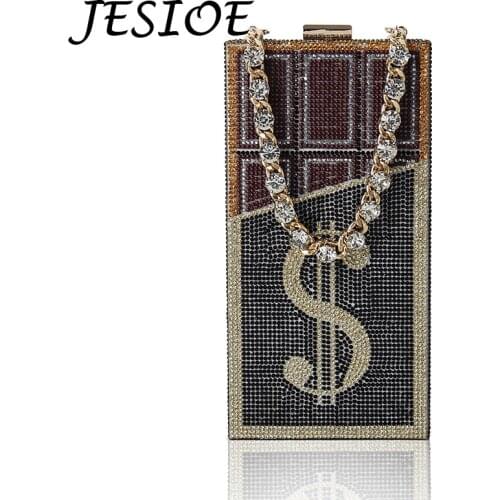 Crystals Women Money Party Black Evening Clutch Bags Diamond Painting Chain Wedding Dinner Purses and Handbags Luxury Designer