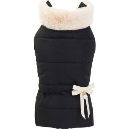 Winter Pet Jacket Dog Apparel Warm Dog Clothes With Plus Fleece Neckline Windproof Cozy Cold Weather Bowknot Dog Vest Coat