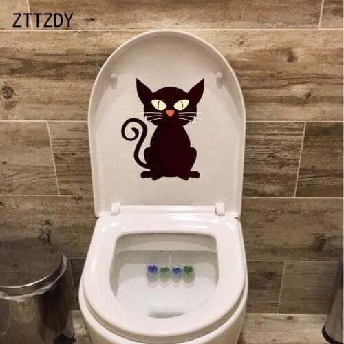 ZTTZDY 17.7*21.6CM Funny Cat Fashion Toilet Sticker Home Decor Bedroom Wall Decal T3-0034
